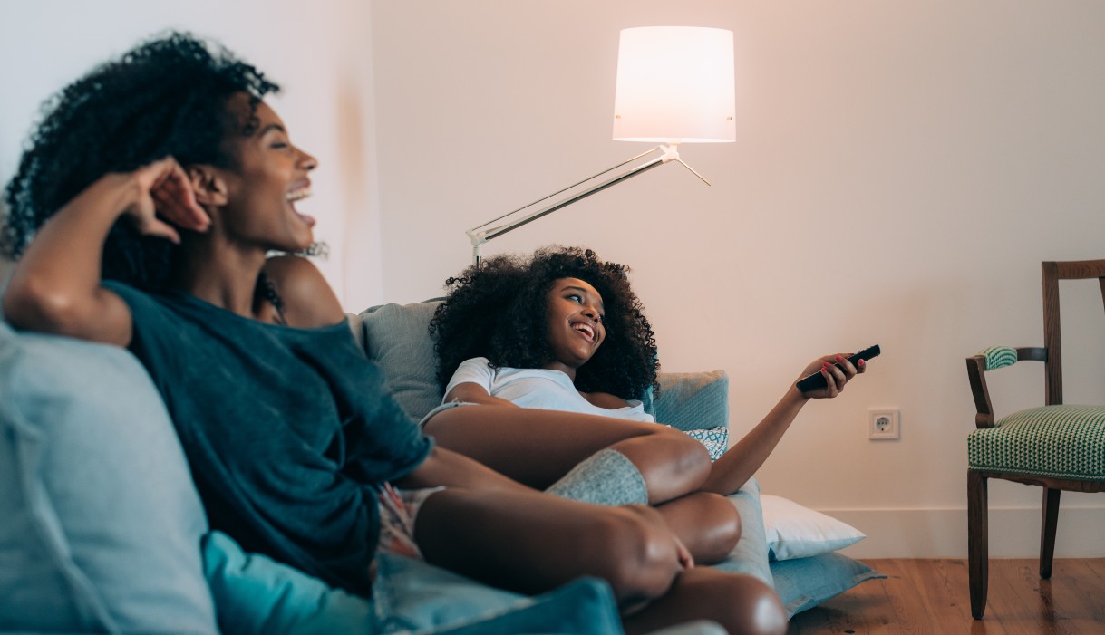 women watching tv
